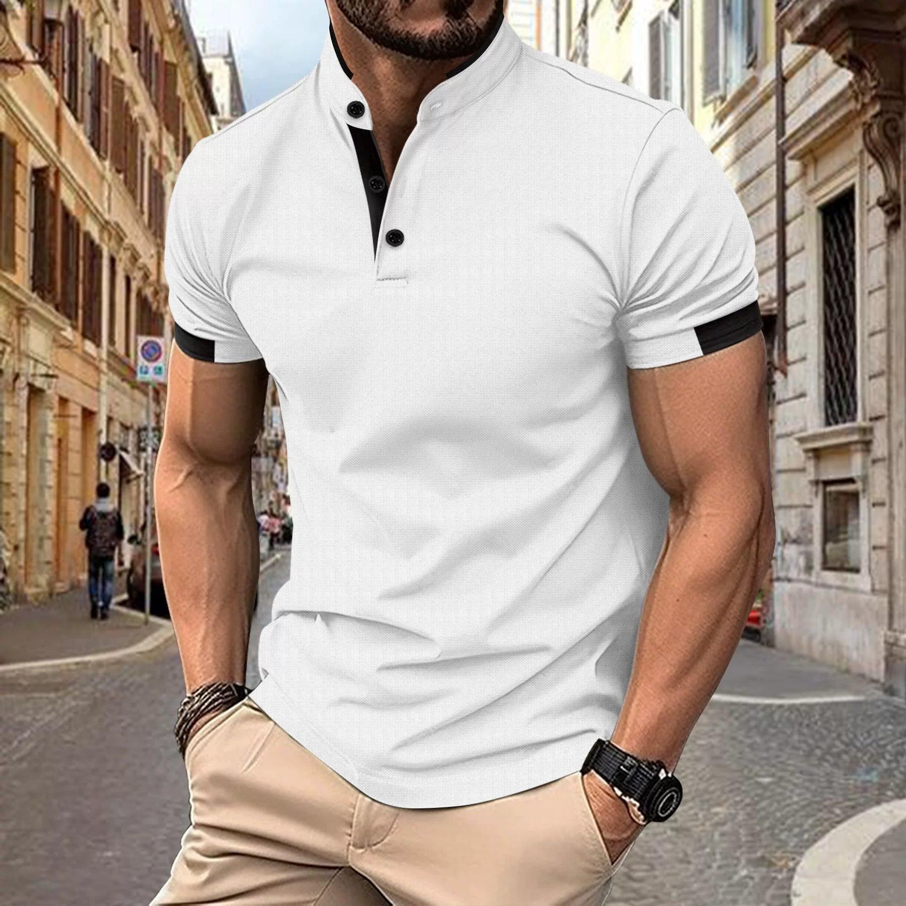 Men’s Henley Collar Sports POLO Shirt – Cross-Border Fast Sale - ClubOn