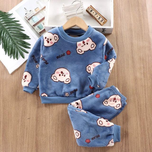 Winter Baby Boy Flannel Pajama Set – Cartoon Long Sleeve Sleepwear - ClubOn