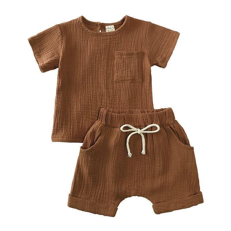 Baby Kids Clothes – T-Shirt & Shorts for Boys in Linen - ClubOn