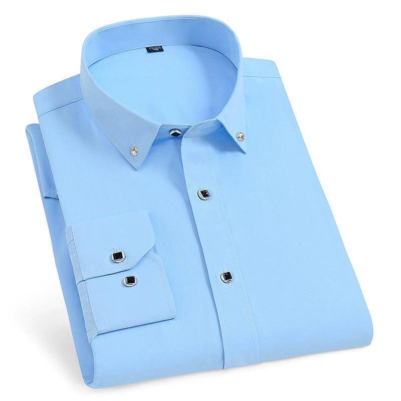 Men's Spring and Autumn Long-Sleeved Button-Down Shirt - Slim Fit Business Casual Shirt - ClubOn