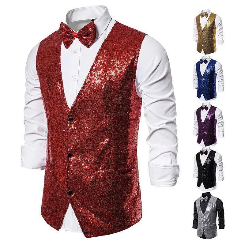 Men's Stage Costumes Sequins Vests – Photography Studio Performance Wear - ClubOn