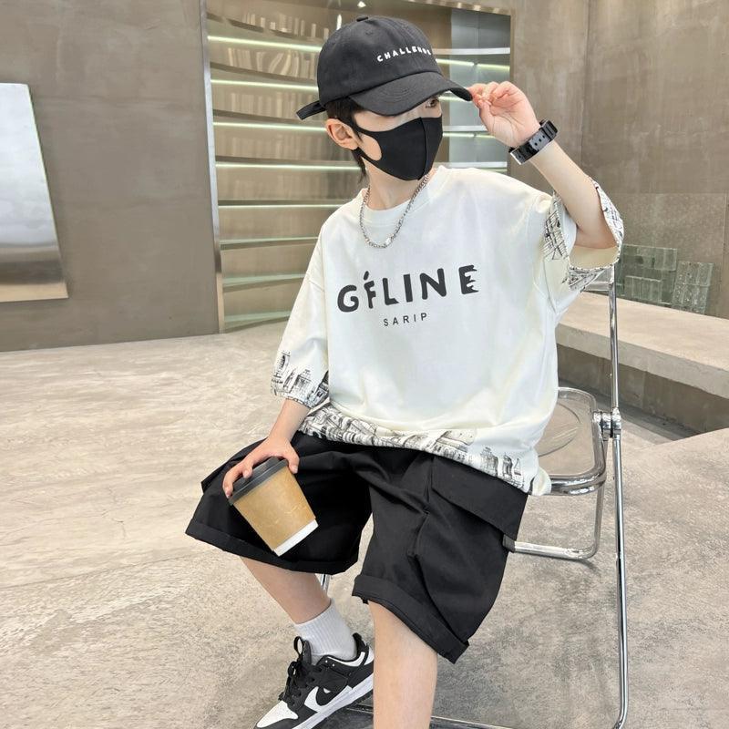 Boys Summer Short-Sleeved Suit – Cool Two-Piece Set - ClubOn