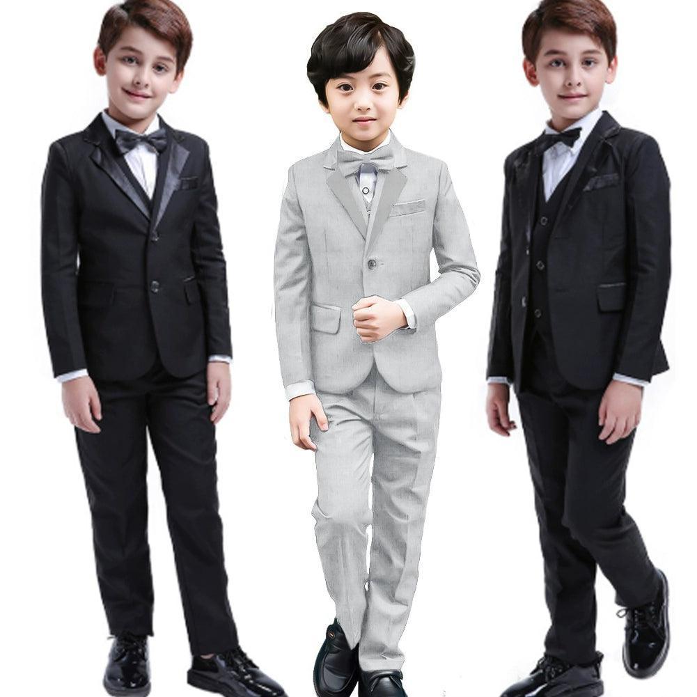 6 Pcs Classic Boys' Suits: Formal Blazer Set for Weddings - ClubOn