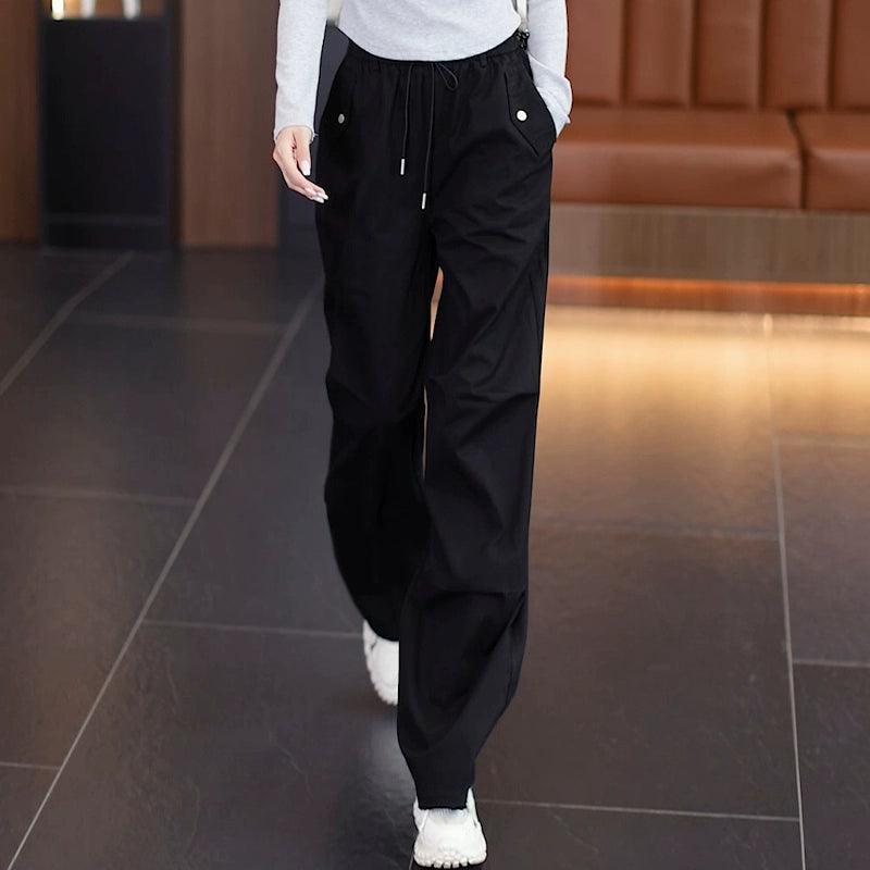 American Straight Overalls - Women's High-Waisted Wide-Leg Trousers - ClubOn