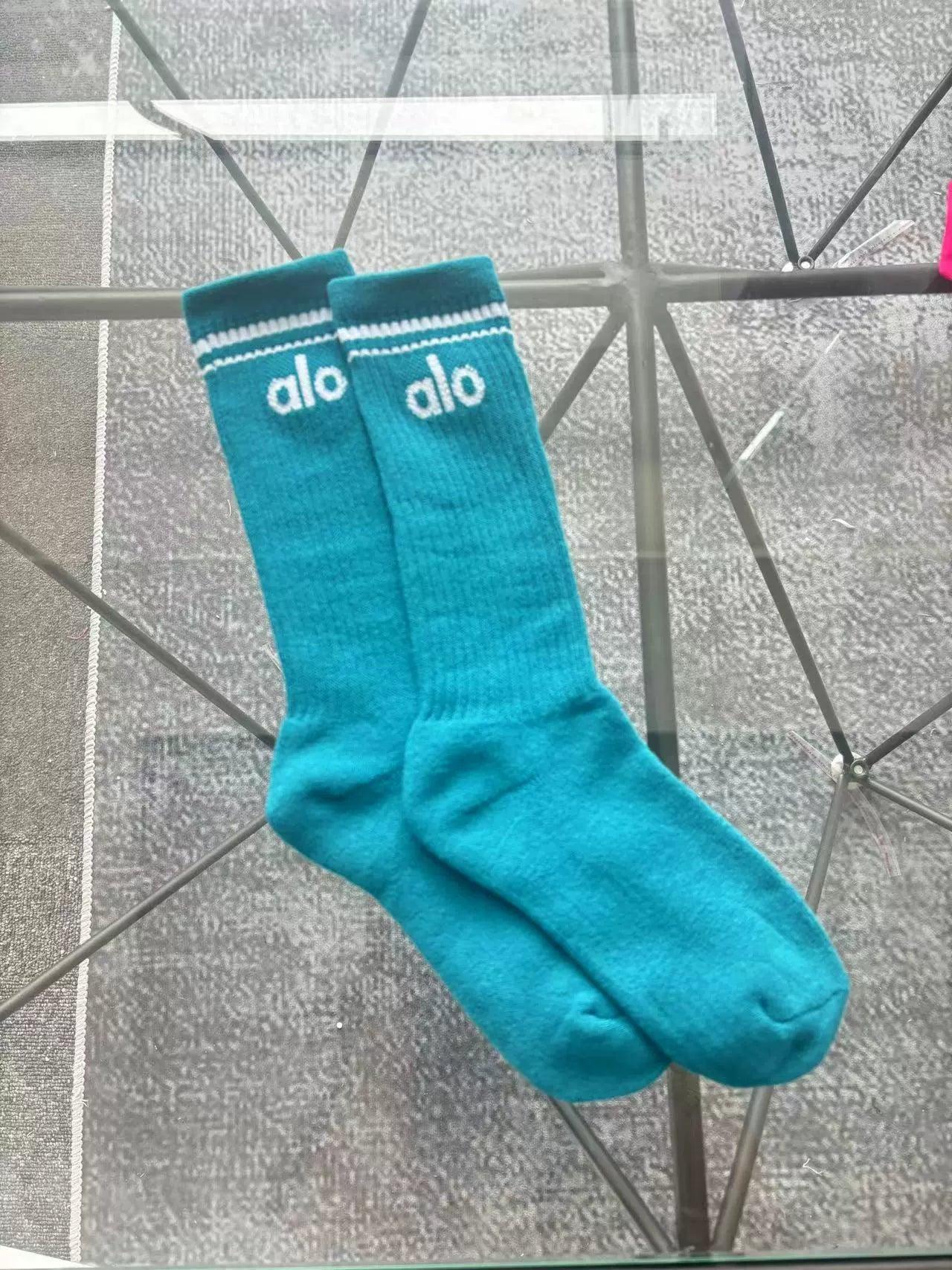 Alo Cotton 18cm Medium-Length Fashion Socks – Pure Cotton, Four Seasons, Sports Leisure, Couple Socks - ClubOn