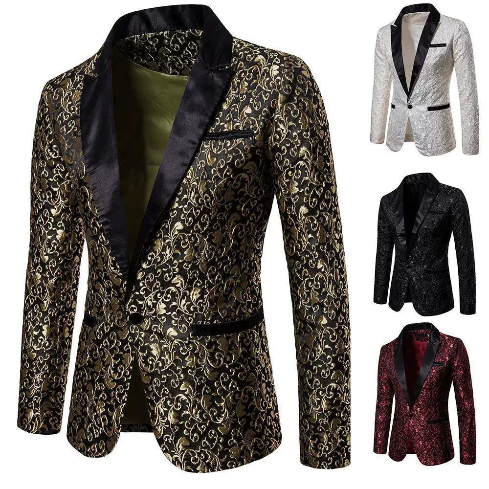 Men's Floral Party Dress Suit - Stylish Dinner Jacket Wedding Suit - ClubOn