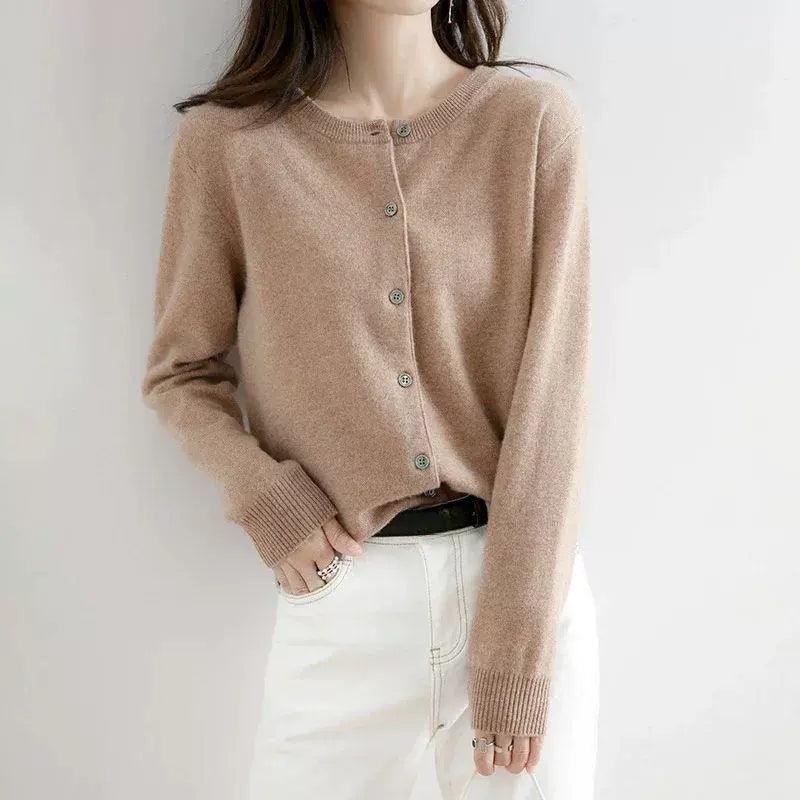 Women’s Cardigan Sweater - O-Neck Knitted Cashmere for Autumn & Winter - ClubOn