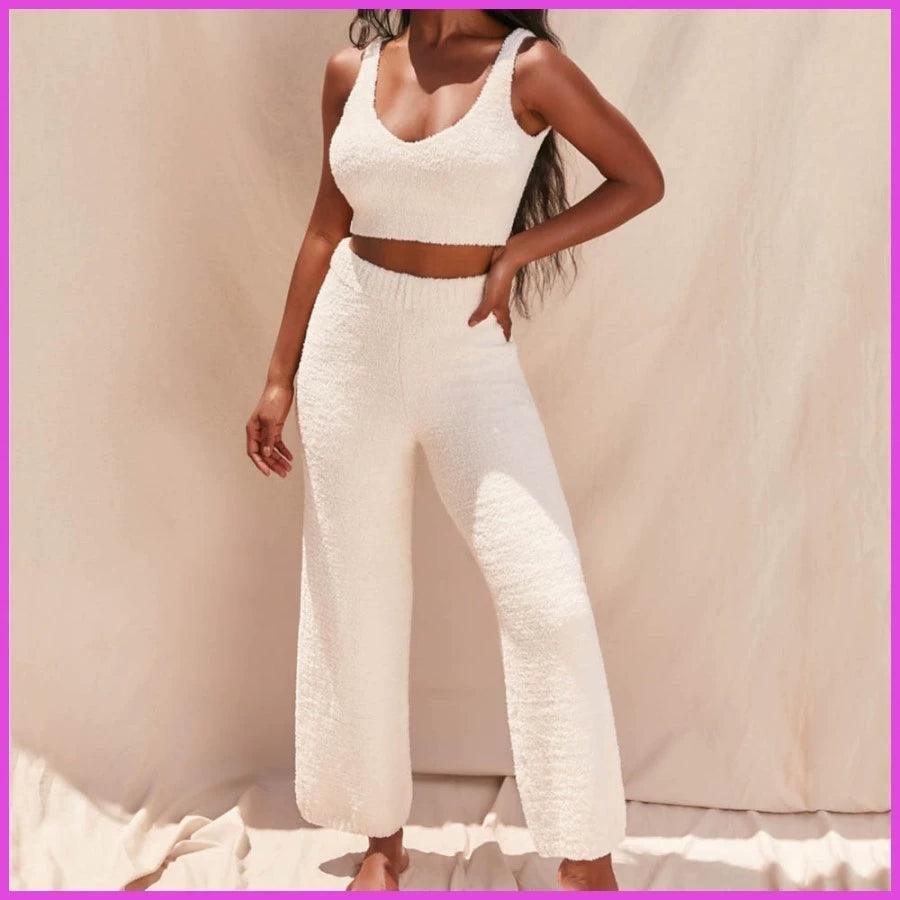 Women Sweater Vest & Trousers Cross Fashion 2pcs Suit - ClubOn