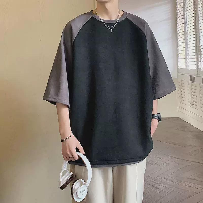 Summer Suede Patchwork T-shirts for Men – High Street Vintage Style - ClubOn