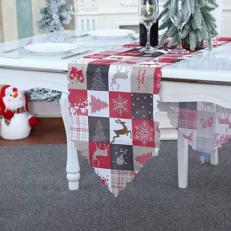 Christmas Calico Table Flag – Holiday Table Décor Decoration - ClubOn