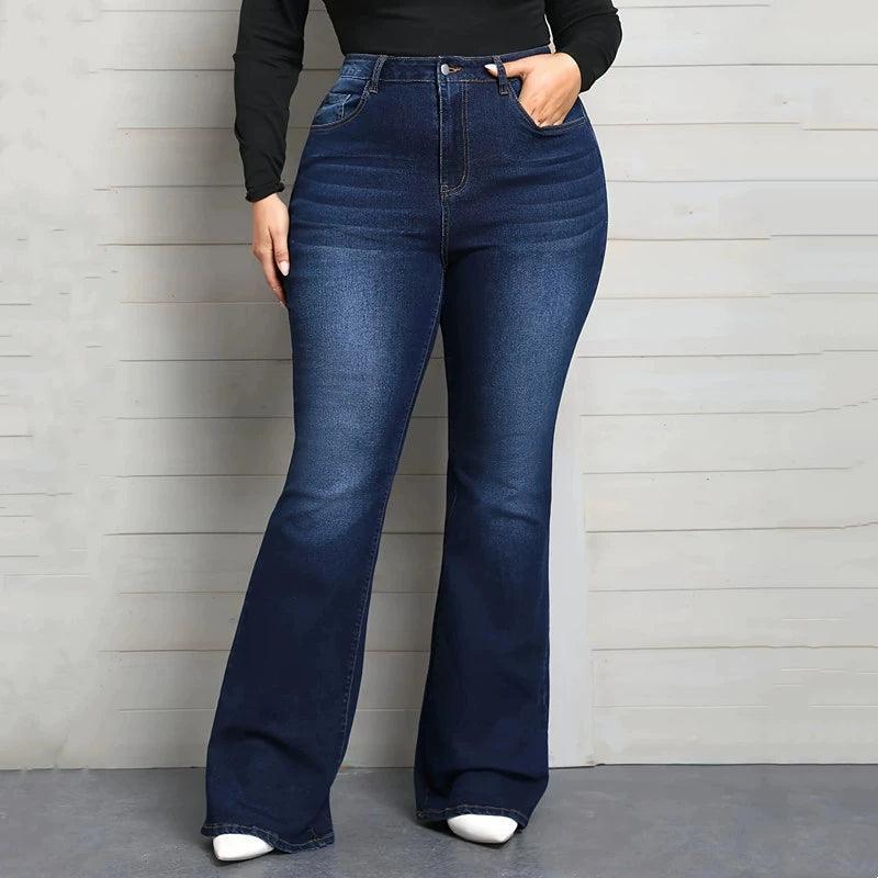 XL-5XL Fashion Elastic Plus Size Jeans - Women's Big Pants - ClubOn