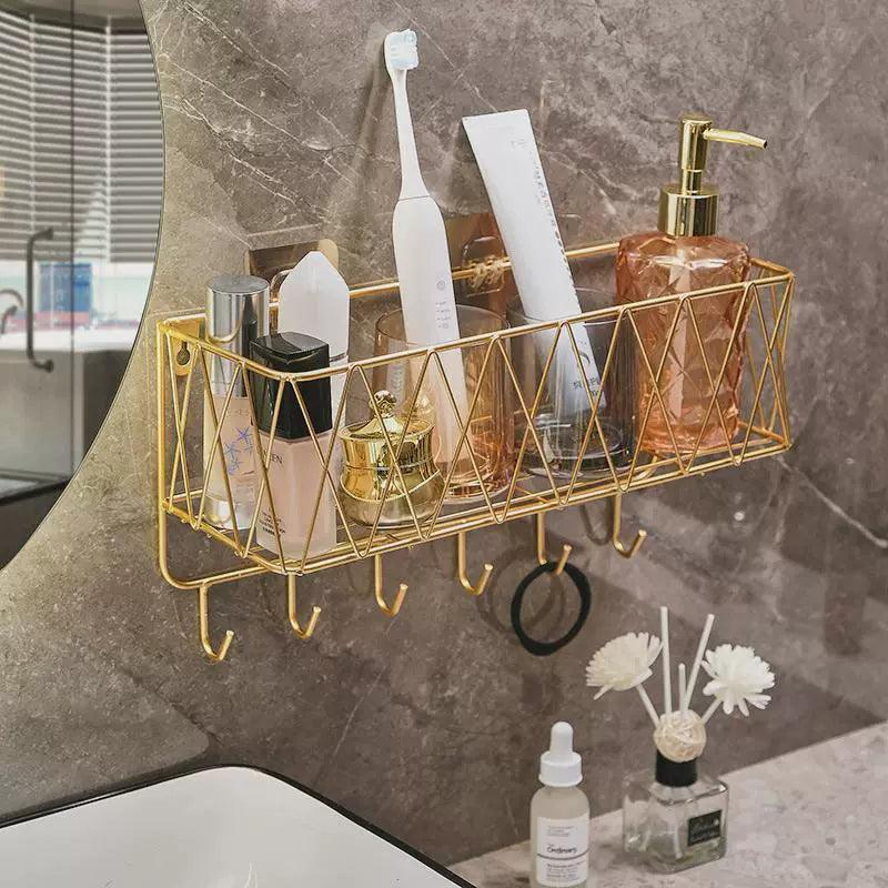 Luxury Gold Bathroom Shelf – No-Drill Metal Shower Storage - ClubOn