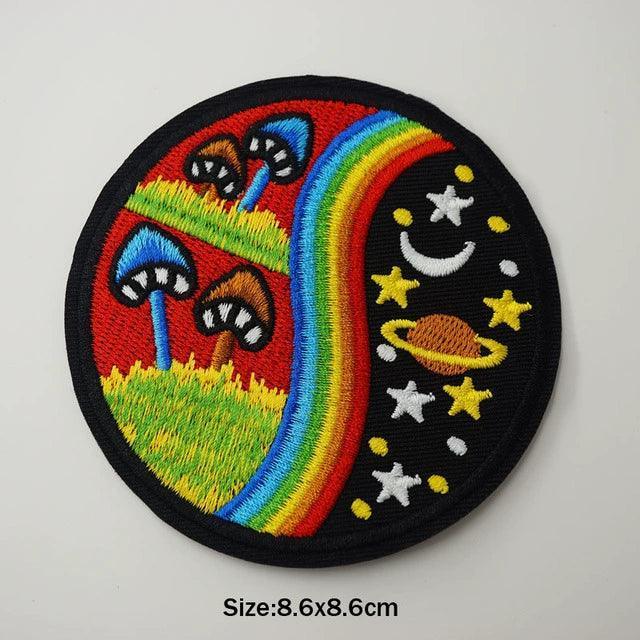 UFO Pyramid Black Embroidered Iron-On Patch – Cool Needlework Design - ClubOn