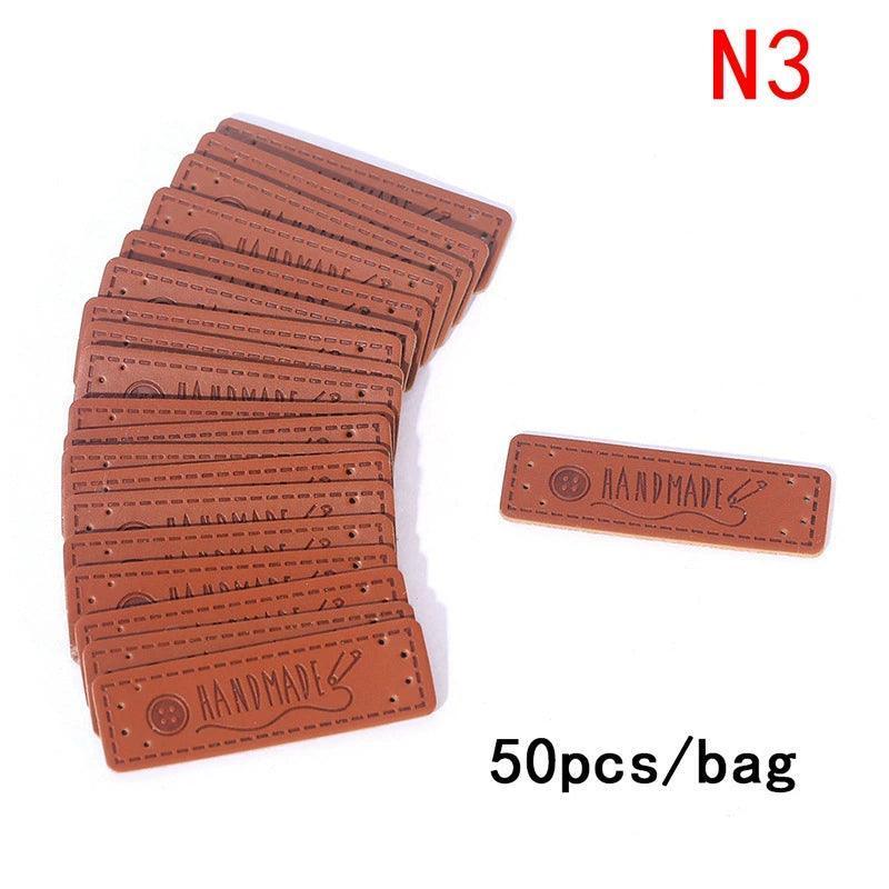 50pcs PU Leather Labels Tags – Handmade DIY for Hats, Bags & Crafts - ClubOn