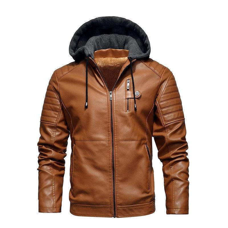Men’s Slim Fit Leather Jacket – Winter Biker Coat - ClubOn