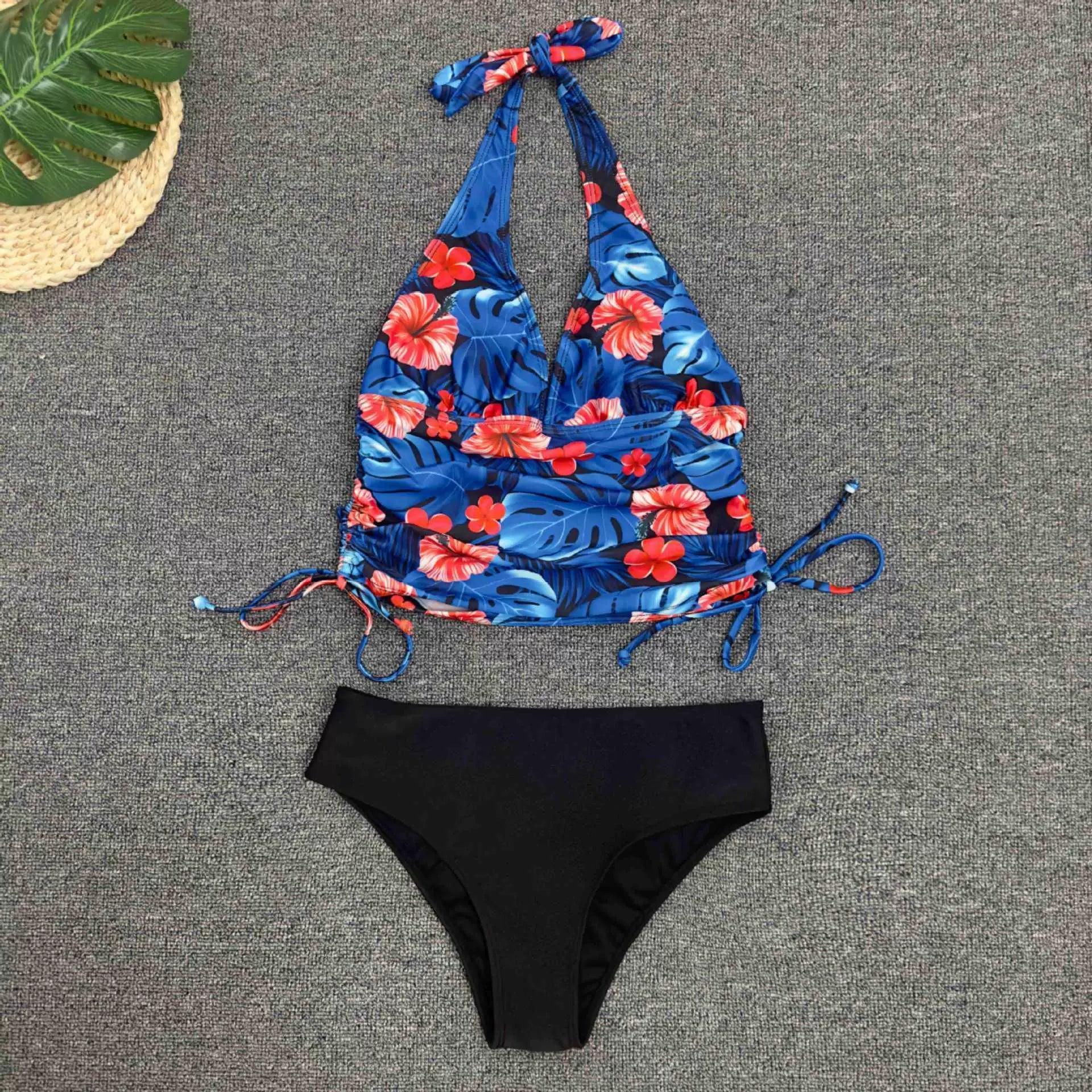 Women’s Split Body Bikini Swimsuit with Drawstring - ClubOn