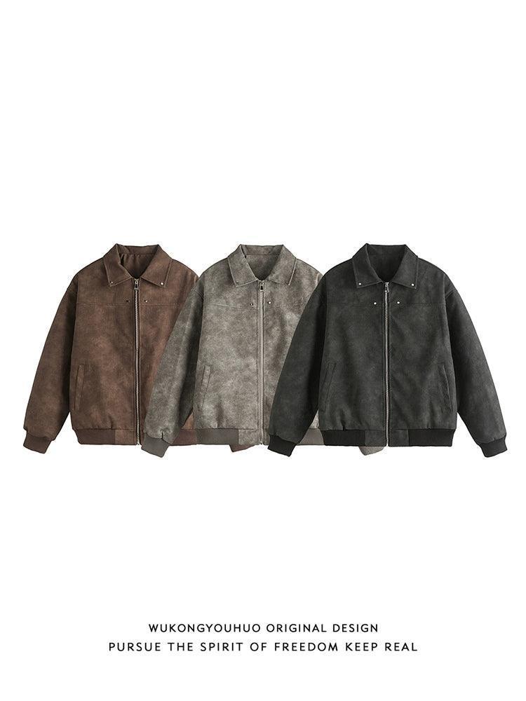 Wukong Maillard Brown Leather Jacket – Men's Retro High Street Trendy Jacket - ClubOn