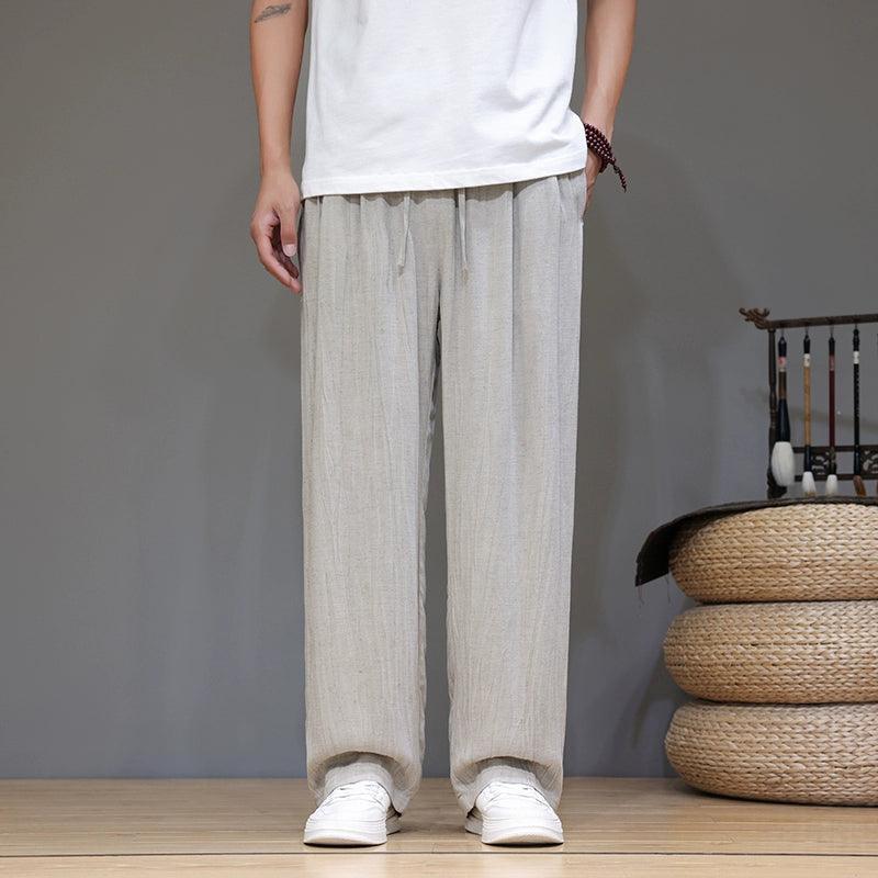 Summer Loose Wide Leg Trousers for Men | Large Size Breathable Tencel Linen Pants - ClubOn
