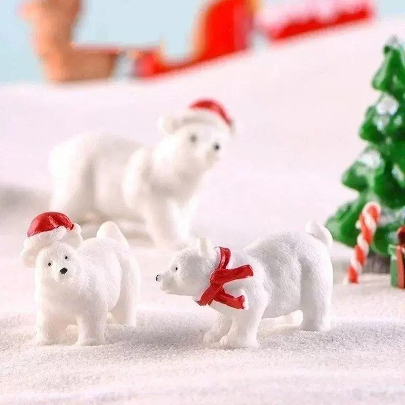 3PC Set Animal Miniature Christmas Polar Bear Figurines - ClubOn