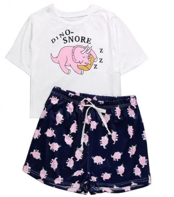 Women's Summer Sleepwear Pajamas: T-Shirts and Shorts Set - ClubOn