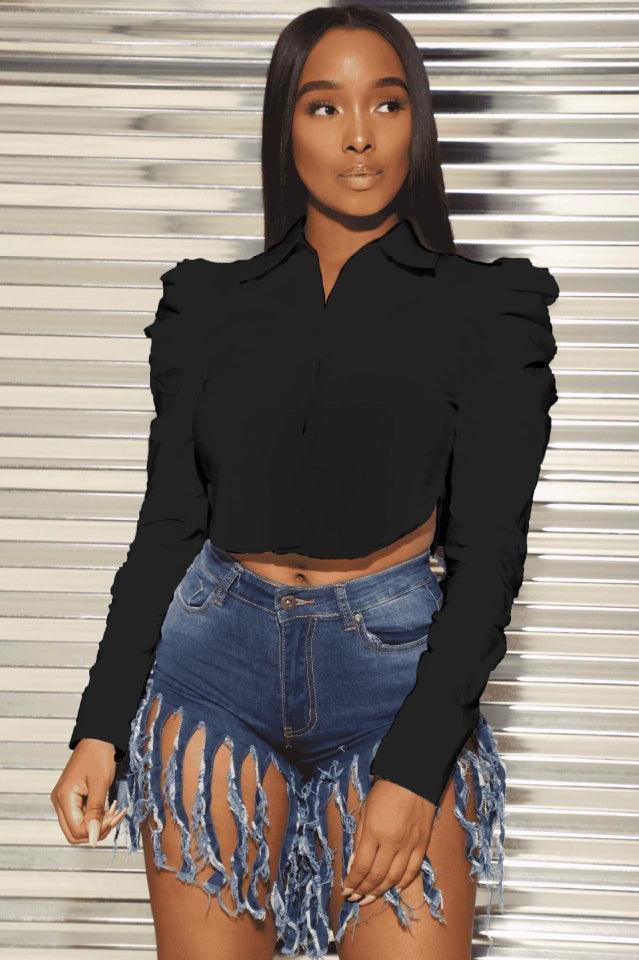 Shirt Blouse Crop Top – Elegant Street Women’s Shirt Tops - ClubOn