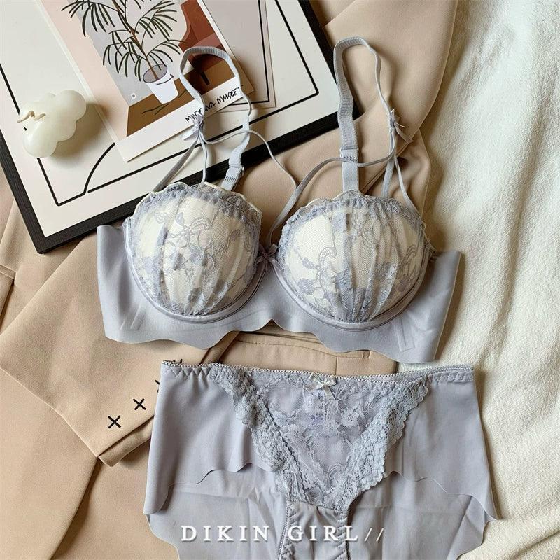 White Lace Seamless Bra Set for Small Chests - ClubOn