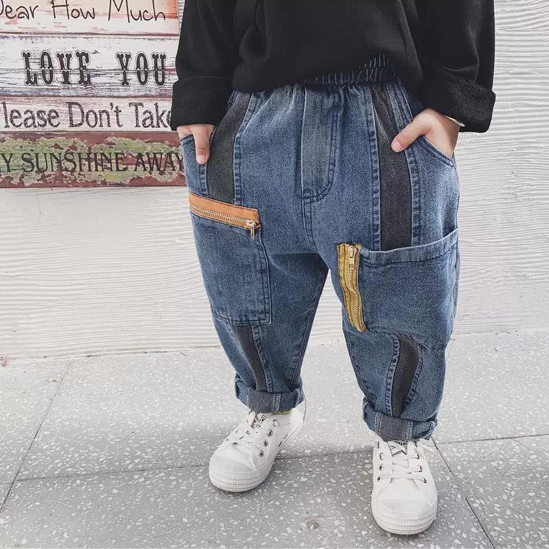 Kid Pants for Baby Boys – Autumn Jeans with Letter Design - ClubOn