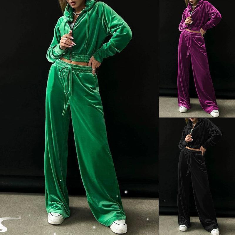 Women’s Velvet Hoodie & Casual Pants Set - ClubOn