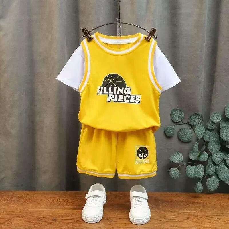 Boys' Trendy Summer Basketball Suit – Short-Sleeved Set - ClubOn
