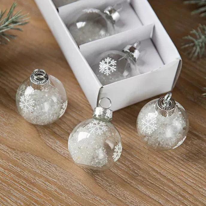 Christmas Transparent Snowflake Sequin Colored Ball Ornament - ClubOn