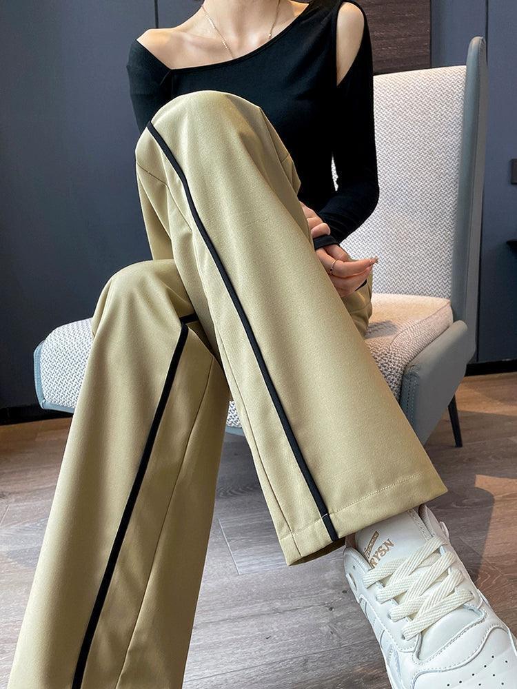 Side Striped Casual Suit Pants for Women – Spring & Autumn - ClubOn