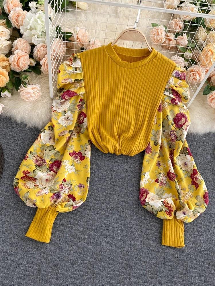 Women’s Summer Shirt Top Blouse – Slim Fit Print & Patchwork - ClubOn