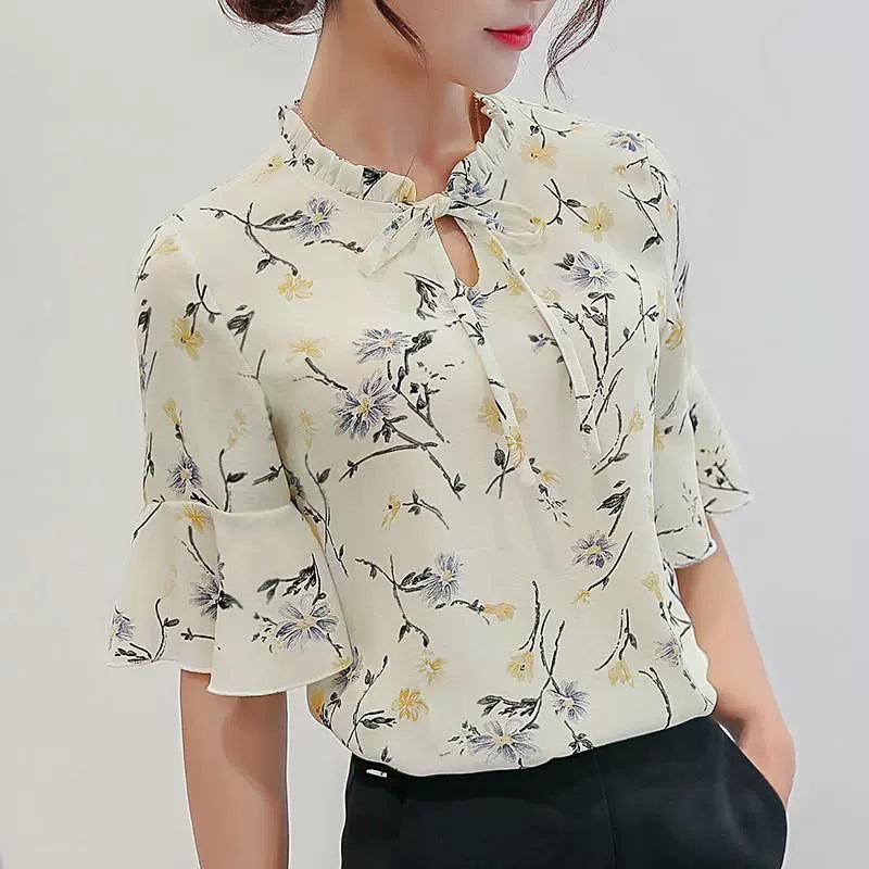 New Floral Shirt Blouses – Slim Fit Fashion for Women - ClubOn