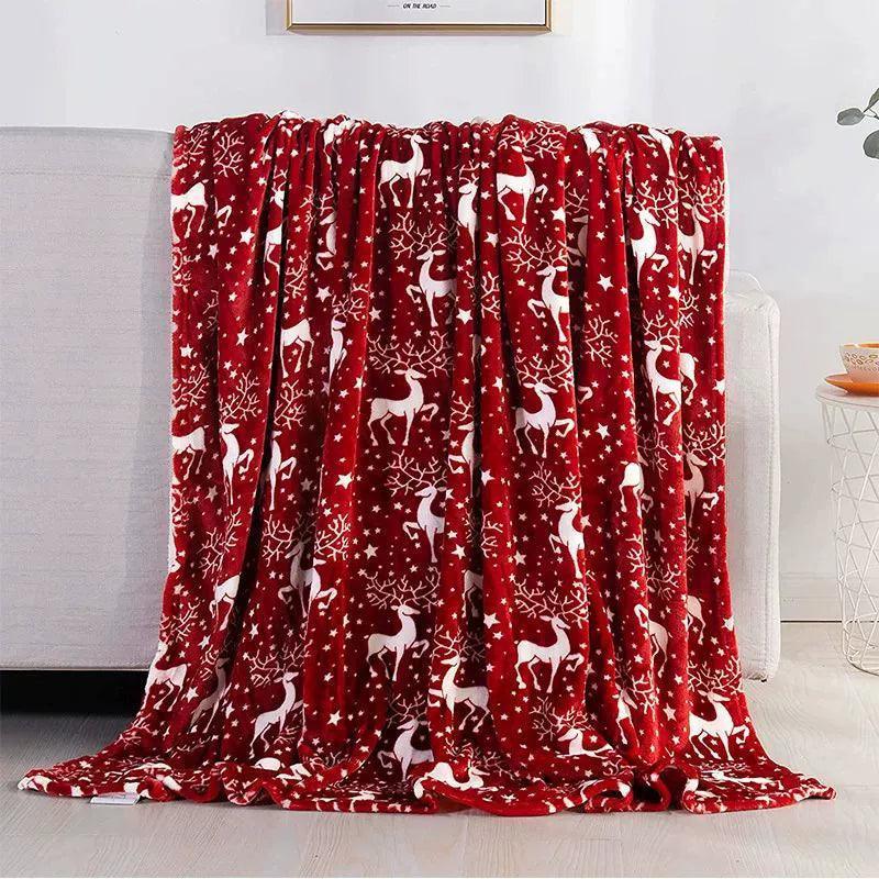 Christmas Throw Blanket 2024 – Flannel Snowflake & Gingerbread Design - ClubOn