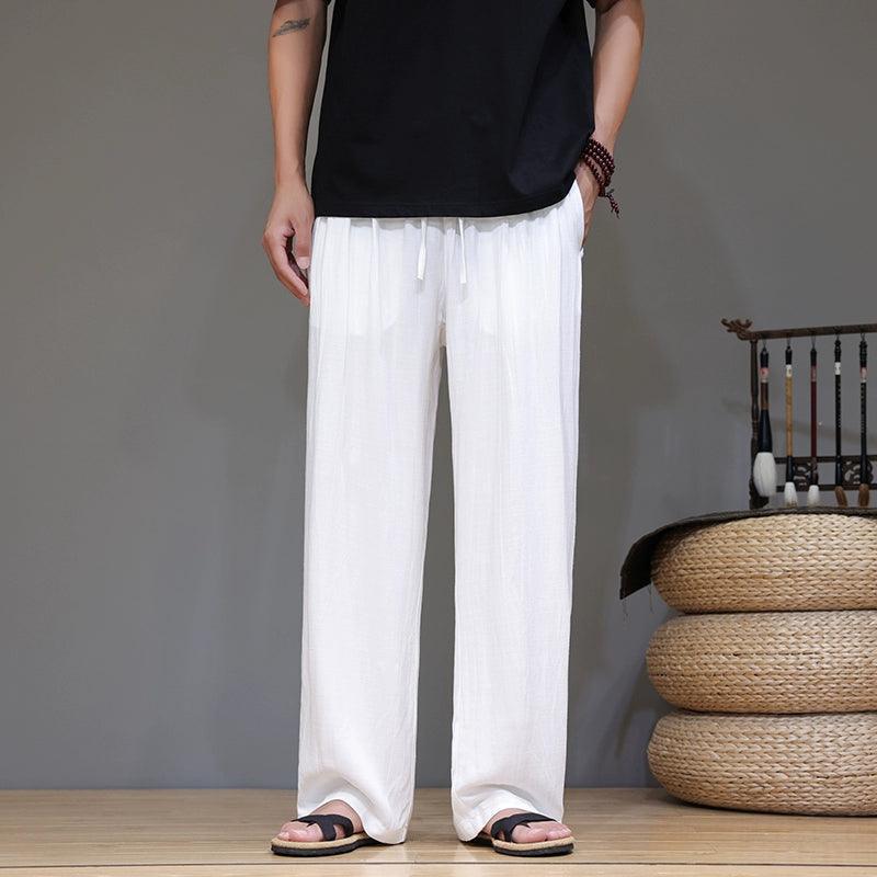 Summer Loose Wide Leg Trousers for Men | Large Size Breathable Tencel Linen Pants - ClubOn