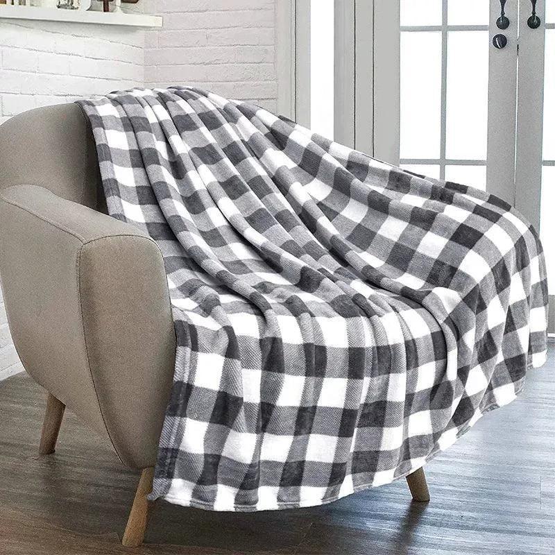 Christmas Throw Blanket 2024 – Flannel Snowflake & Gingerbread Design - ClubOn