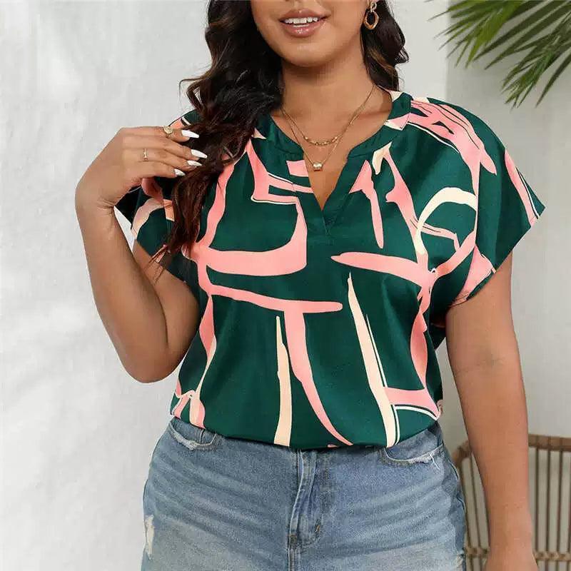 Plus Size Summer Women’s Blouse, Stylish Elegant Big Size Tops - ClubOn