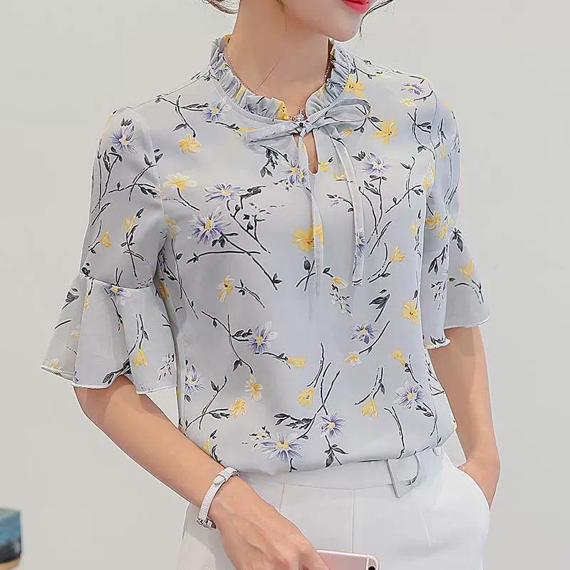 New Floral Shirt Blouses – Slim Fit Fashion for Women - ClubOn