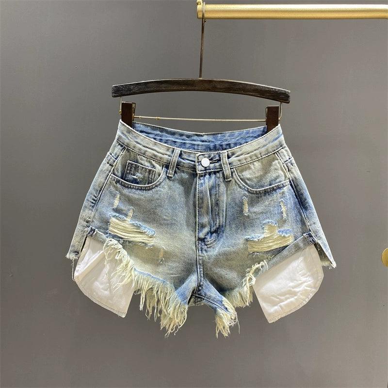 Fluorescent Yellow Wide-Leg Denim Shorts for Women - ClubOn
