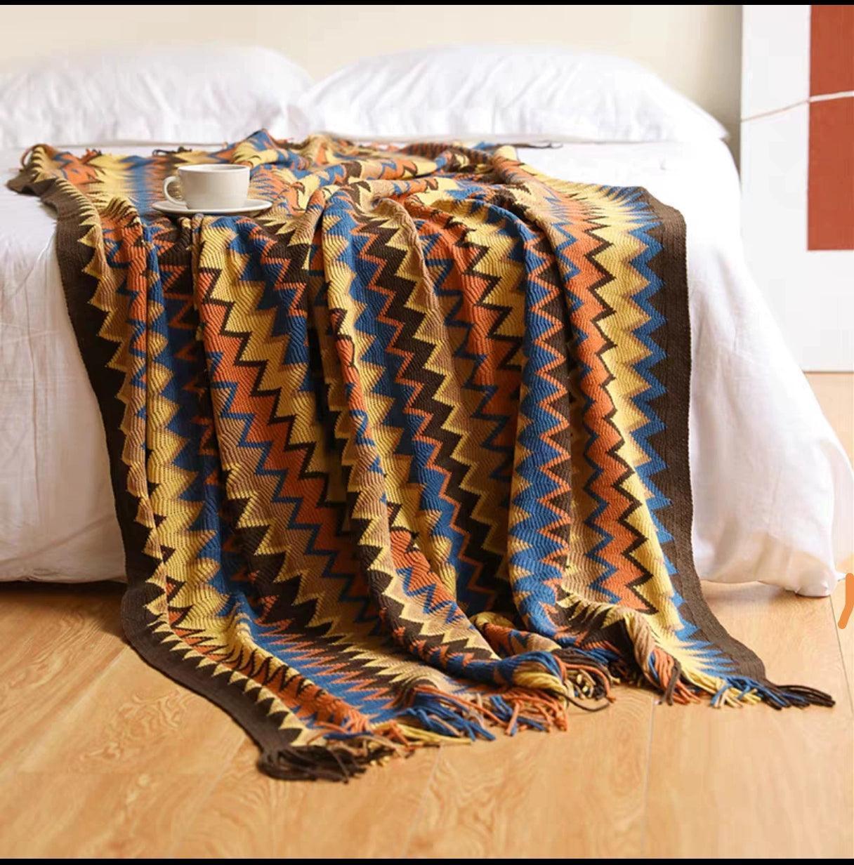 Bohemian Sofa Blanket – Decorative Knit Cover Throw - ClubOn