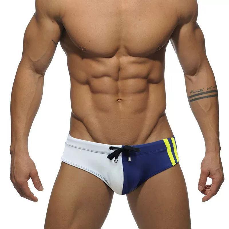 Men’s Swim Briefs – Fashion Patchwork Elastic Swimwear - ClubOn
