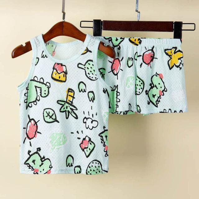 Boy & Girl Summer Sleeveless Cotton Vest Pajamas Set - ClubOn