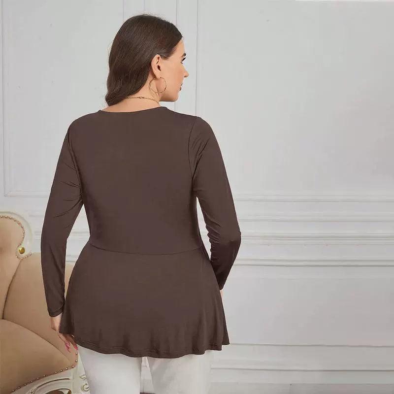 Plus-Size Knitted V-Neck Sexy Top - Stylish Blouse - ClubOn