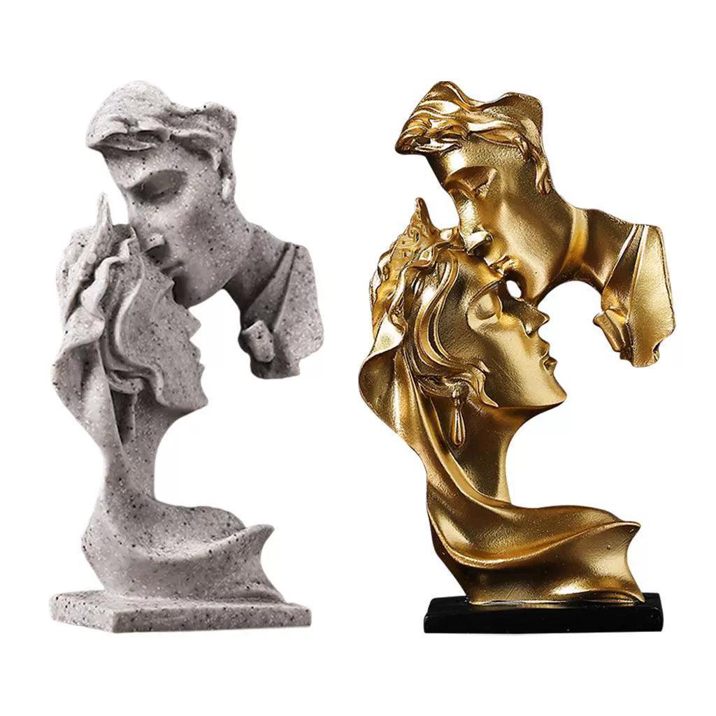 Resin Kissing Couple Mask Statue – Lover Miniature Figurines - ClubOn