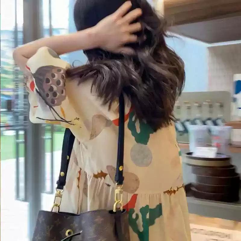 Summer Maternity Dress - Loose Fit Casual Short Sleeve Dress for Pregnant Women - ClubOn