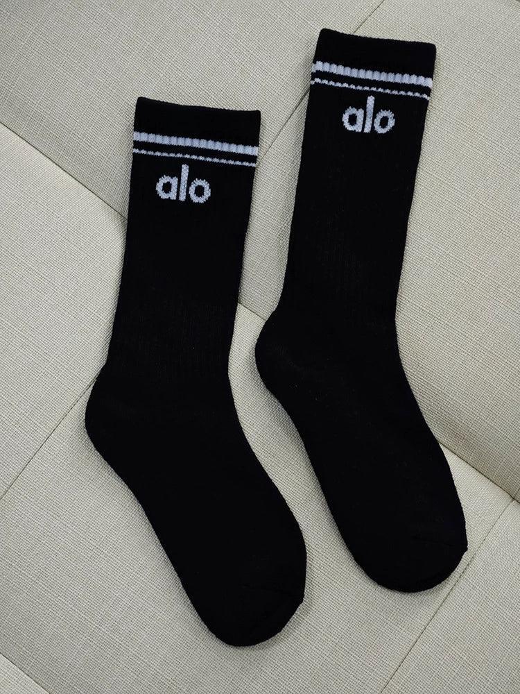 Alo Cotton 18cm Medium-Length Fashion Socks – Pure Cotton, Four Seasons, Sports Leisure, Couple Socks - ClubOn