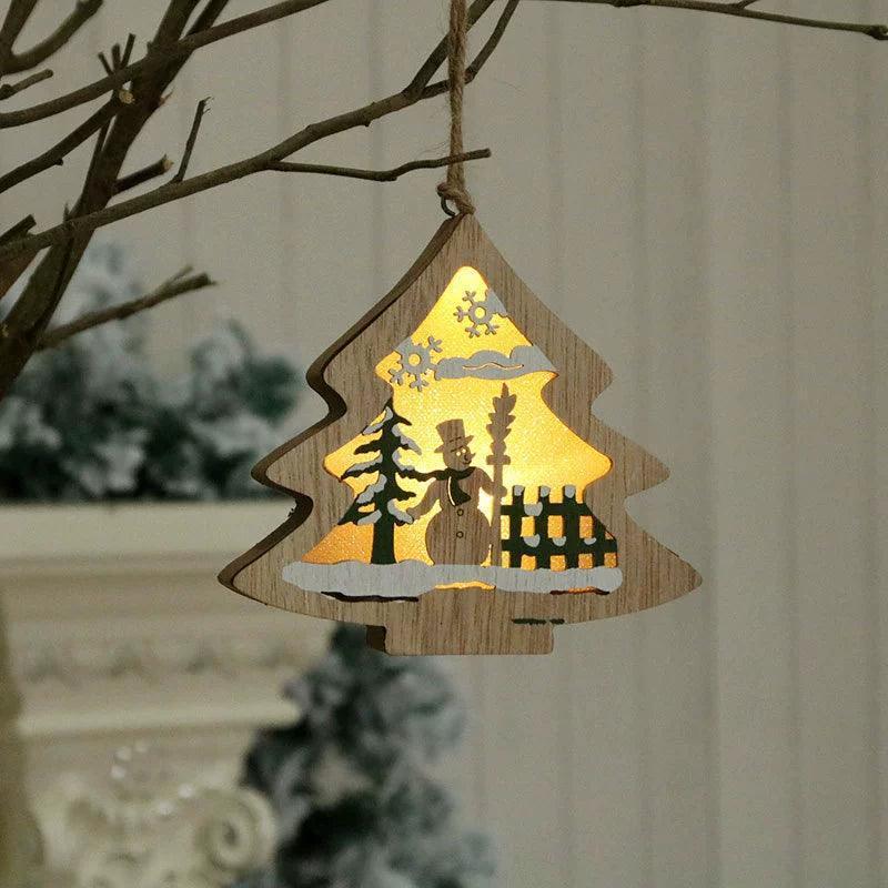 Log Painted Luminous Wood Ornaments | Christmas Tree Decor - ClubOn