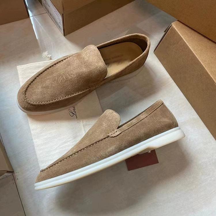 Classic Lor Pia Leather Loafers – Men’s Suede Driving Shoes, Lazy Slip-On Casual Flats - ClubOn