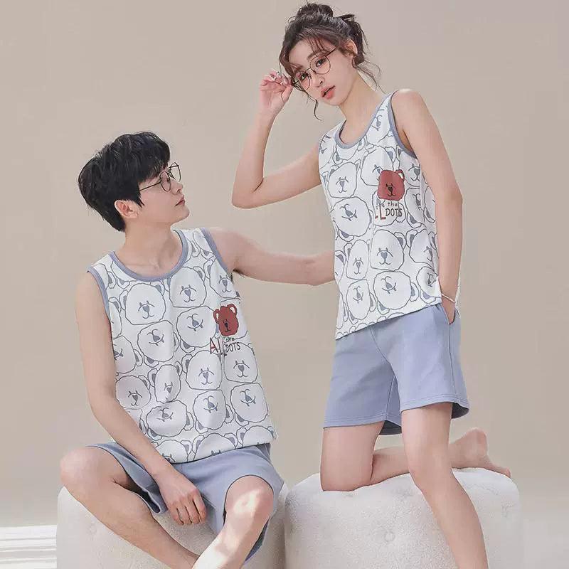 Township Summer Couple Pajamas Knitted Cotton Vest - ClubOn