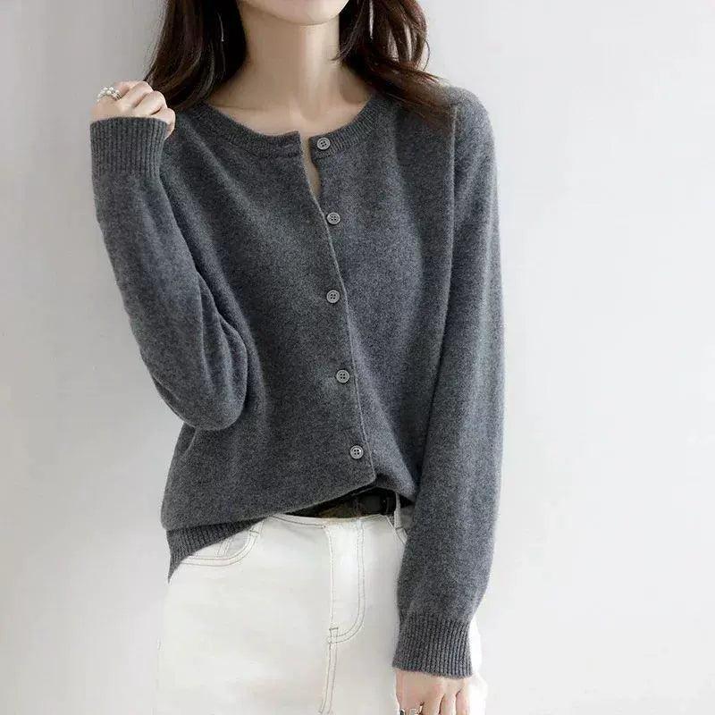 Women’s Cardigan Sweater - O-Neck Knitted Cashmere for Autumn & Winter - ClubOn
